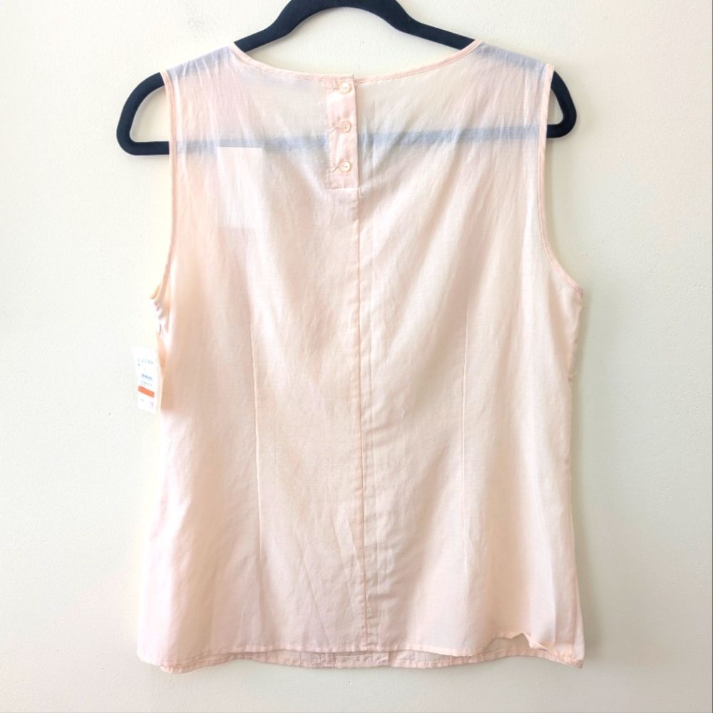 Halogen Blush Pink Peach Sleeveless Cotton Silk Blouse Size Medium - Picture 2 of 7